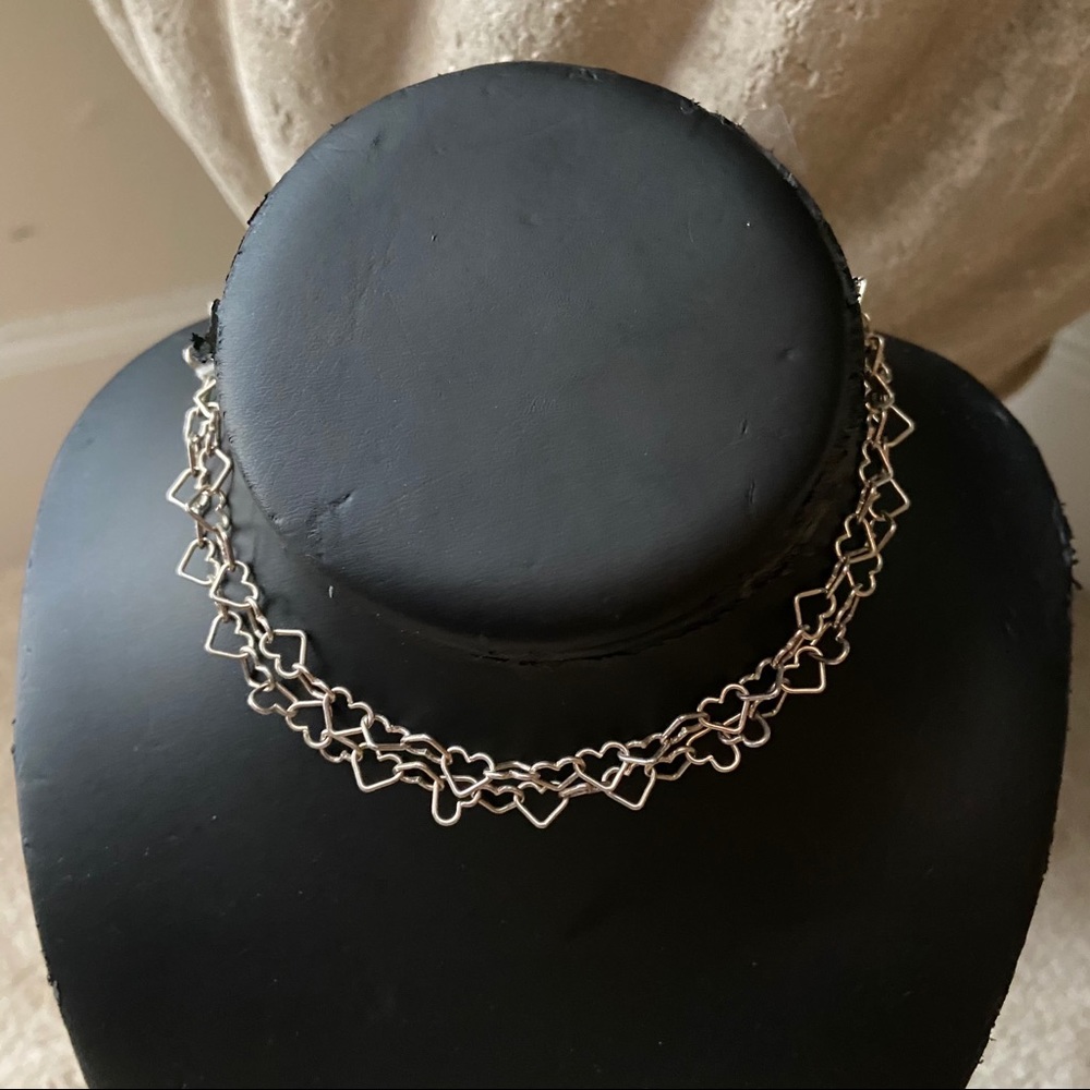 Sterling silver heart chain necklace